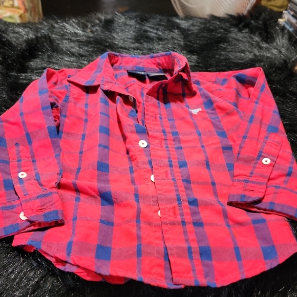 Wrangler Red and Blue Button Down Shirt Casual Plaid . BoysSize 3T. - Picture 1 of 8
